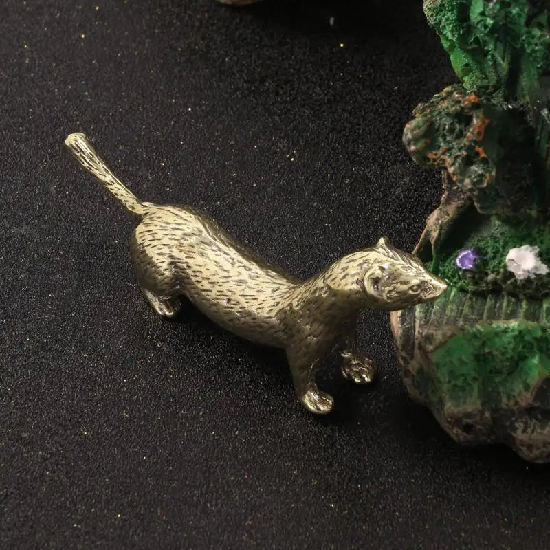Solid Copper Sea Otter Statue | Antique Bronze Desk Figurine