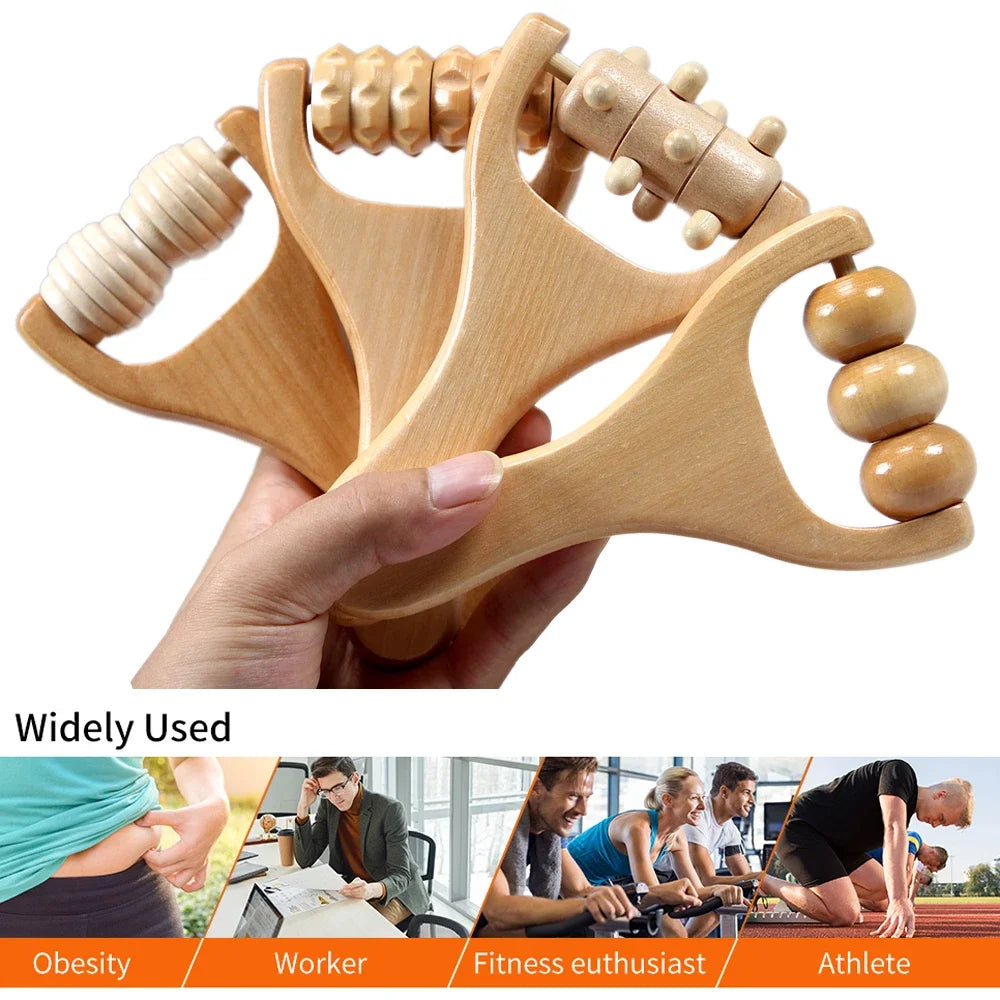 Wooden Massage Roller – Neck, Back & Full Body Massager