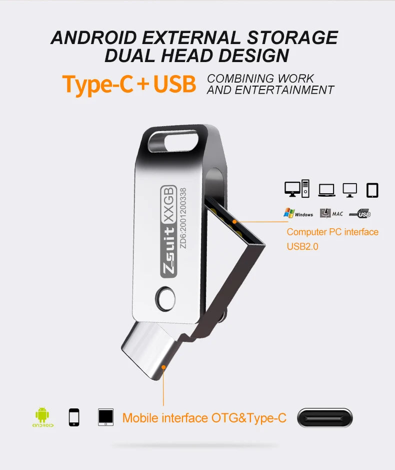 Zsuit 2-in-1 USB 3.0 & Type-C Flash Drive | Custom Logo