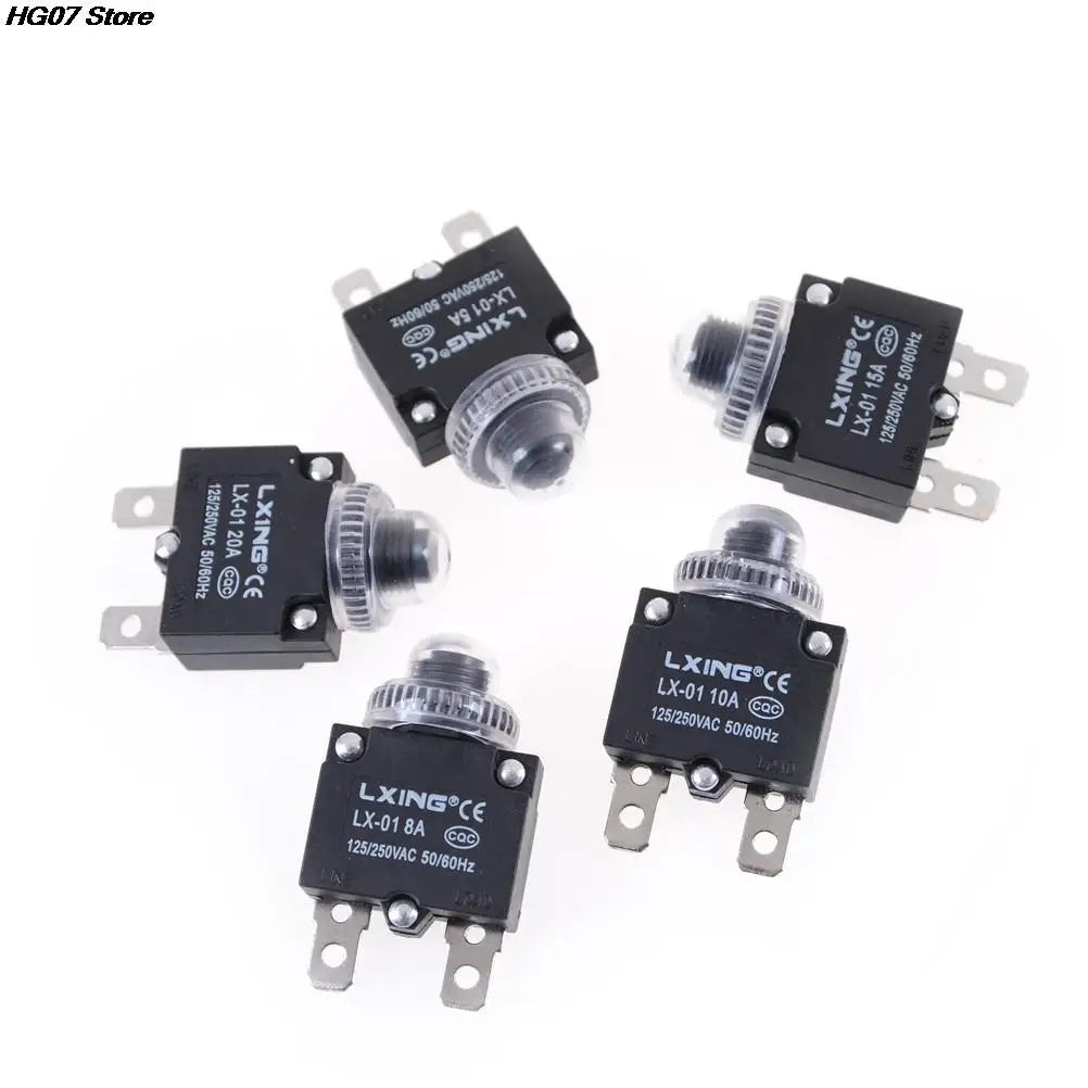 Thermal Circuit Breaker Overload Protector 5A–20A Push Button