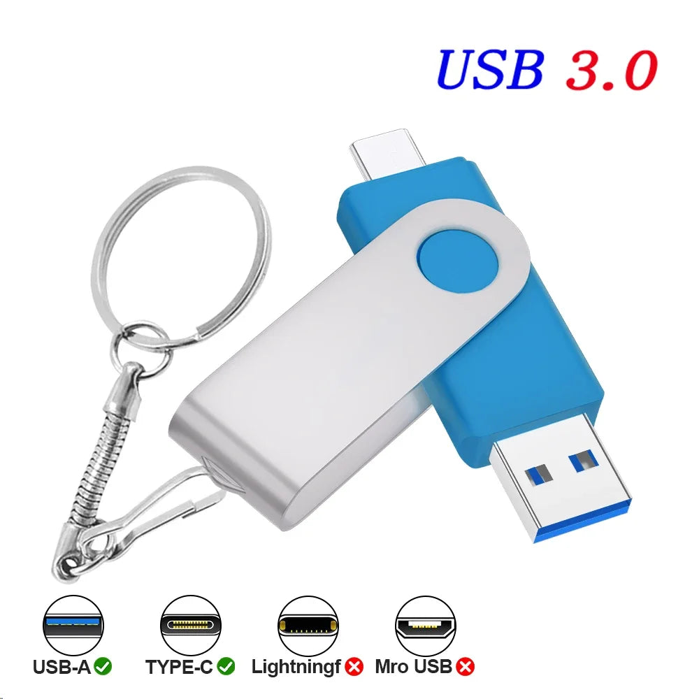 Type-C USB 3.0 Flash Drive 4GB–128GB | Custom Logo & Key Chain USB Flash Drive PRIMED 64 GB Black silver China Mainland