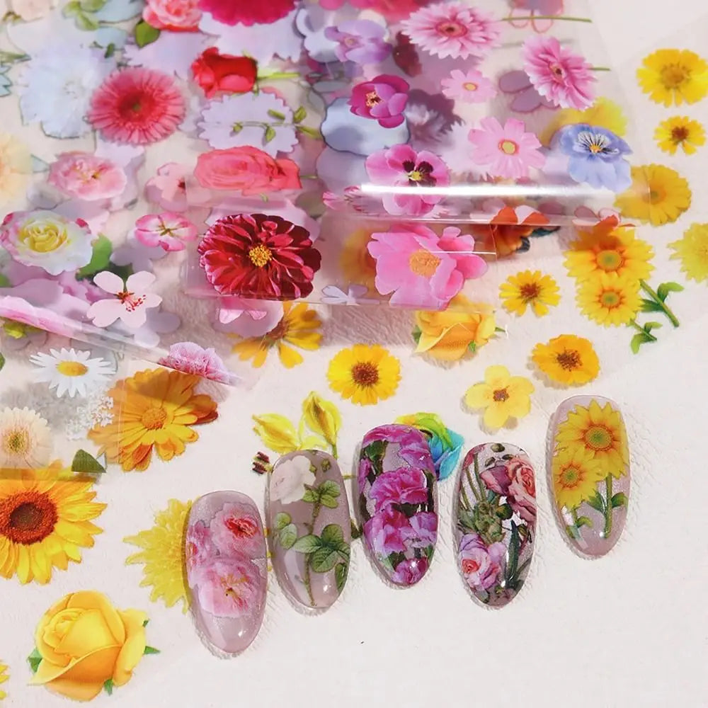 10-Sheet Floral Nail Foil Transfer Stickers – DIY Manicure