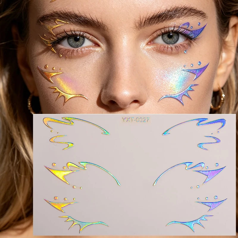 Holographic Laser Eyeliner Stickers – Waterproof Face Art Decals Face Art Sticker PRIMED YXT-027-1Pc