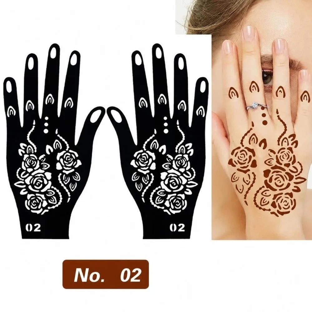 Reusable Henna Stencils – Self-Adhesive Floral Body Art Templates