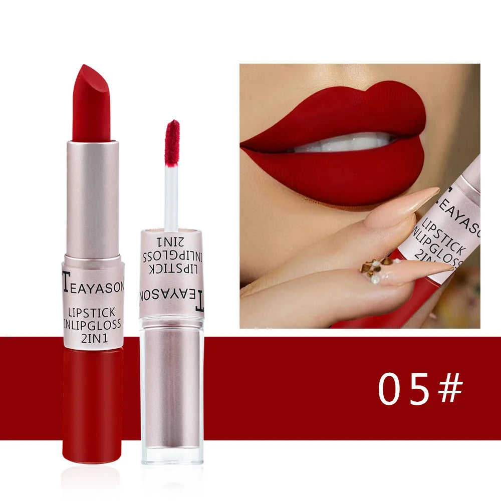 TEAYASON 2-in-1 Matte Lipstick & Lip Gloss – 12 Shades