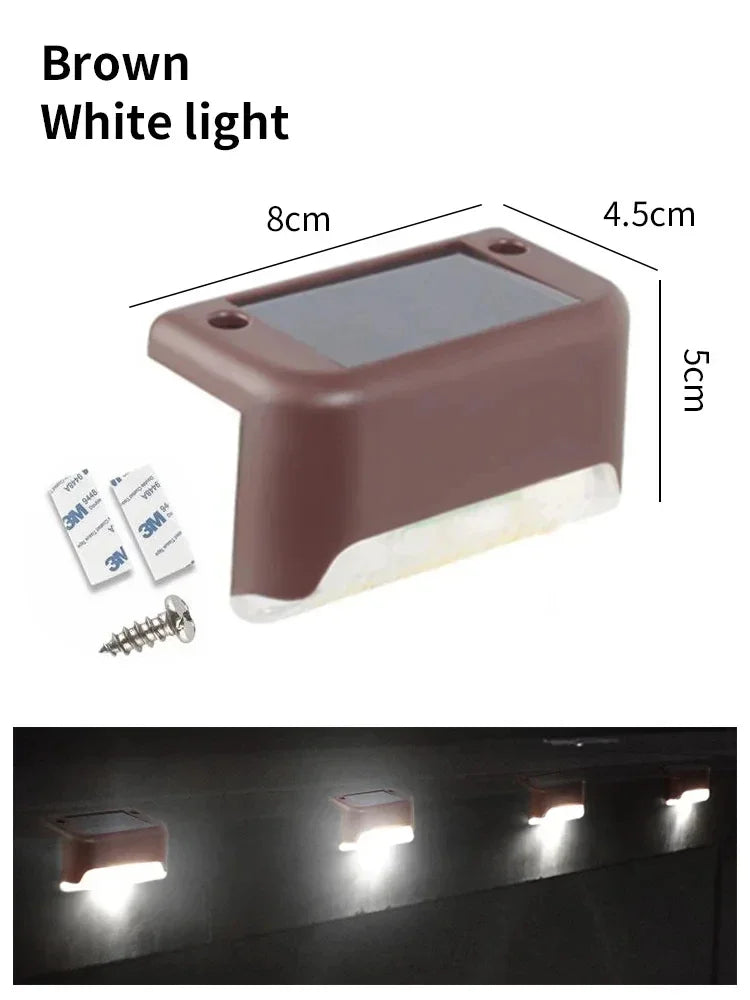 Waterproof LED Solar Deck Lights – Outdoor Fence Wall Lamp Solar Outdoor Light PRIMED Brown White Light 1 Pieces