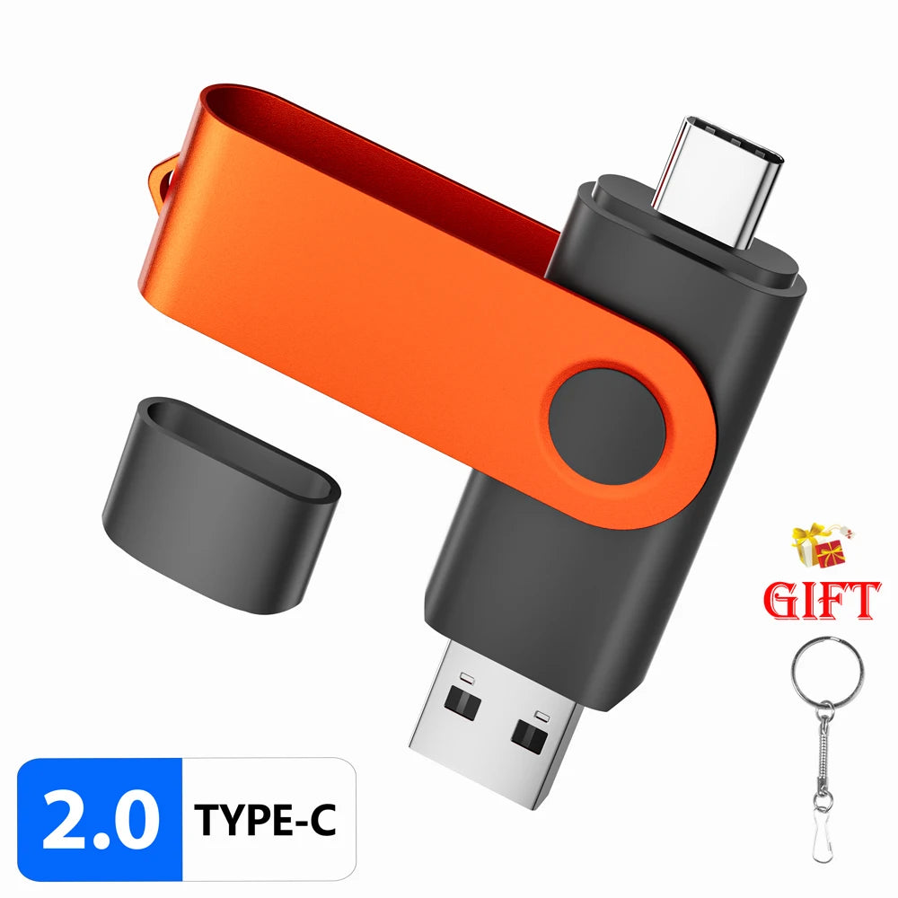 USB & Type-C 2-in-1 Flash Drive 4GB–128GB | Keychain Pendrive