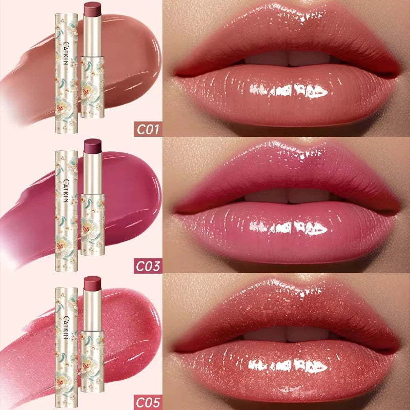 CATKIN Glossy Lip Balm – 12H Hydrating Tinted Lipstick Glossy Lip Balm PRIMED C01 C03 C05