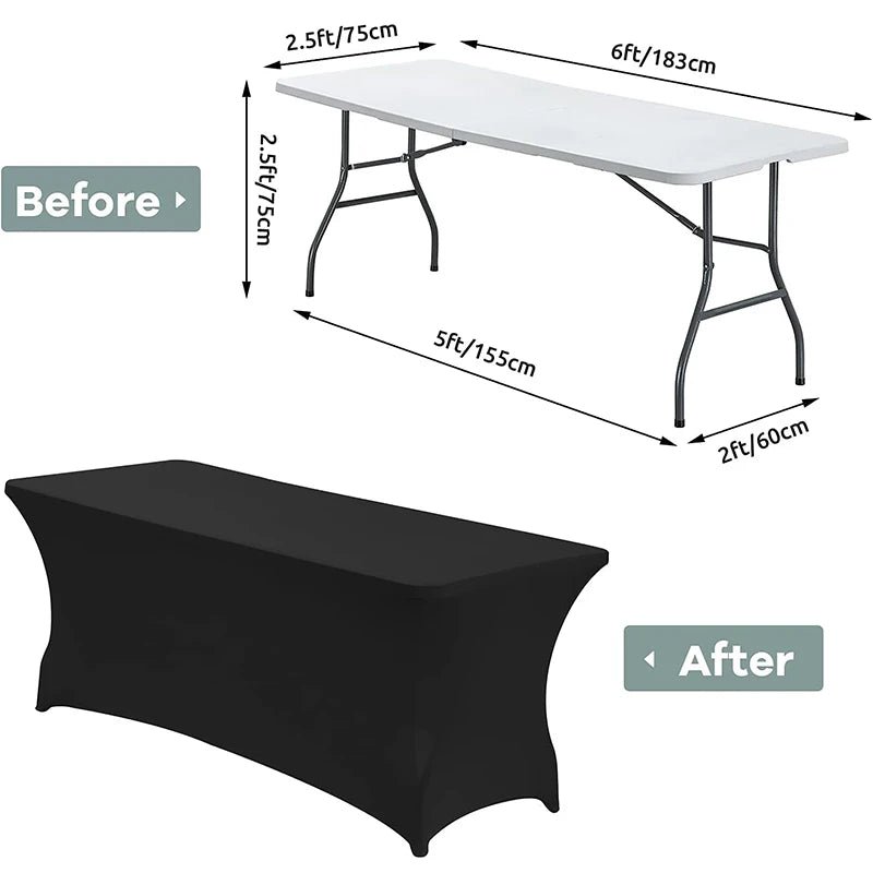 Stretch Spandex Table Cover 4 6 8 FT | Washable Wrinkle Resistant Stretch Table Cover PRIMED