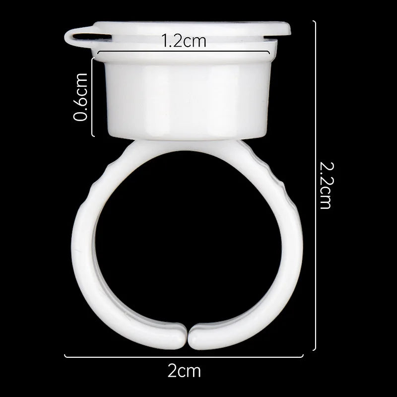 50pcs Disposable Eyelash Glue Rings | Lash Extension Fan Cups Lash Extension Supplies PRIMED 50pcs white