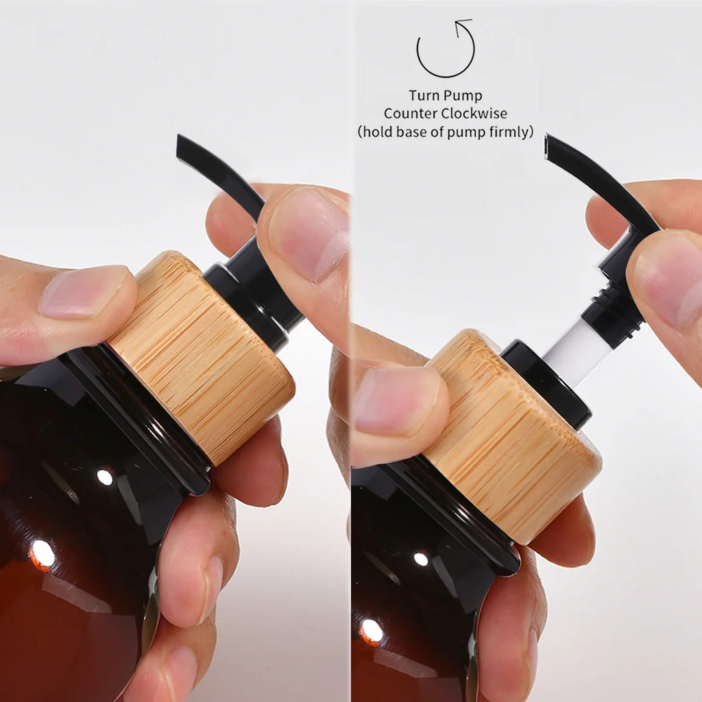 Refillable Pump Soap Dispenser – Plastic & Bamboo Kitchen Bottle Soap Dispenser PRIMED