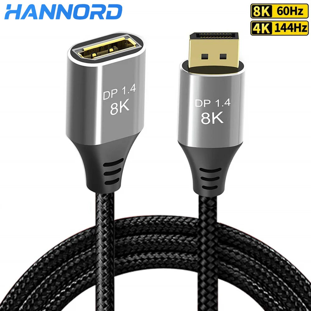 Hannord 8K DisplayPort 1.4 Extension Cable – 4K@144Hz DisplayPort Extension Cable PRIMED 8K DP1.4 2m