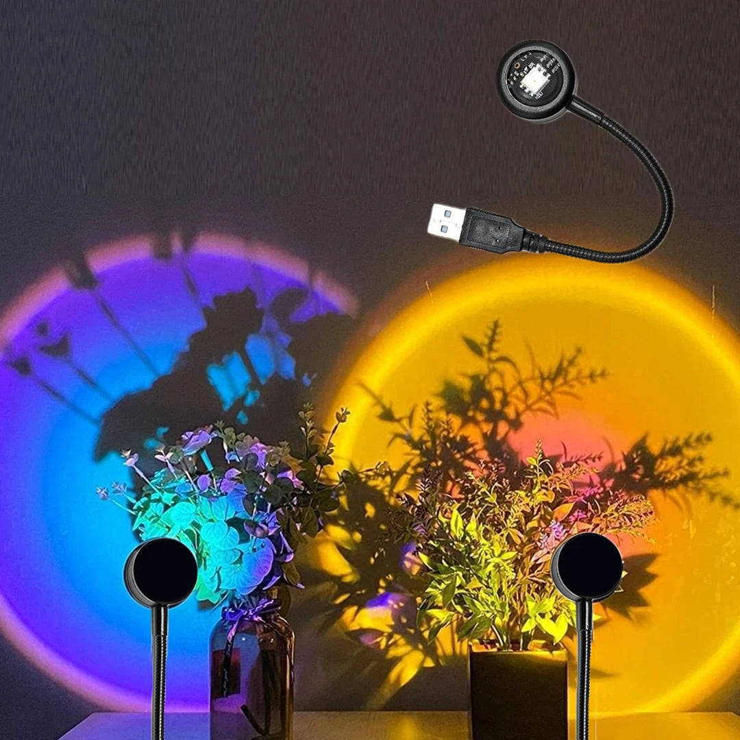 USB Sunset Lamp LED Night Light Projector | Rainbow Atmosphere LED Night Light Projector PRIMED