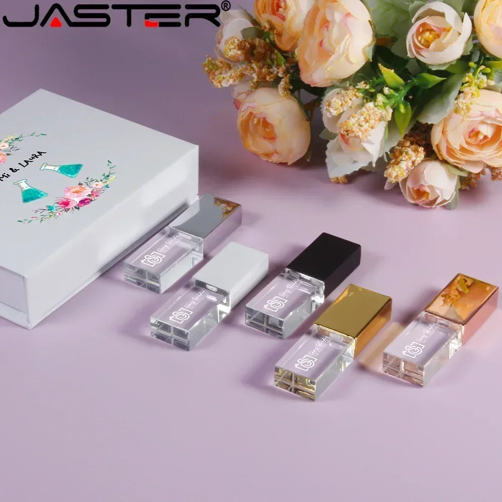 JASTER Crystal USB Flash Drive 2.0 | 4GB–128GB Custom Logo Gift USB Flash Drive PRIMED