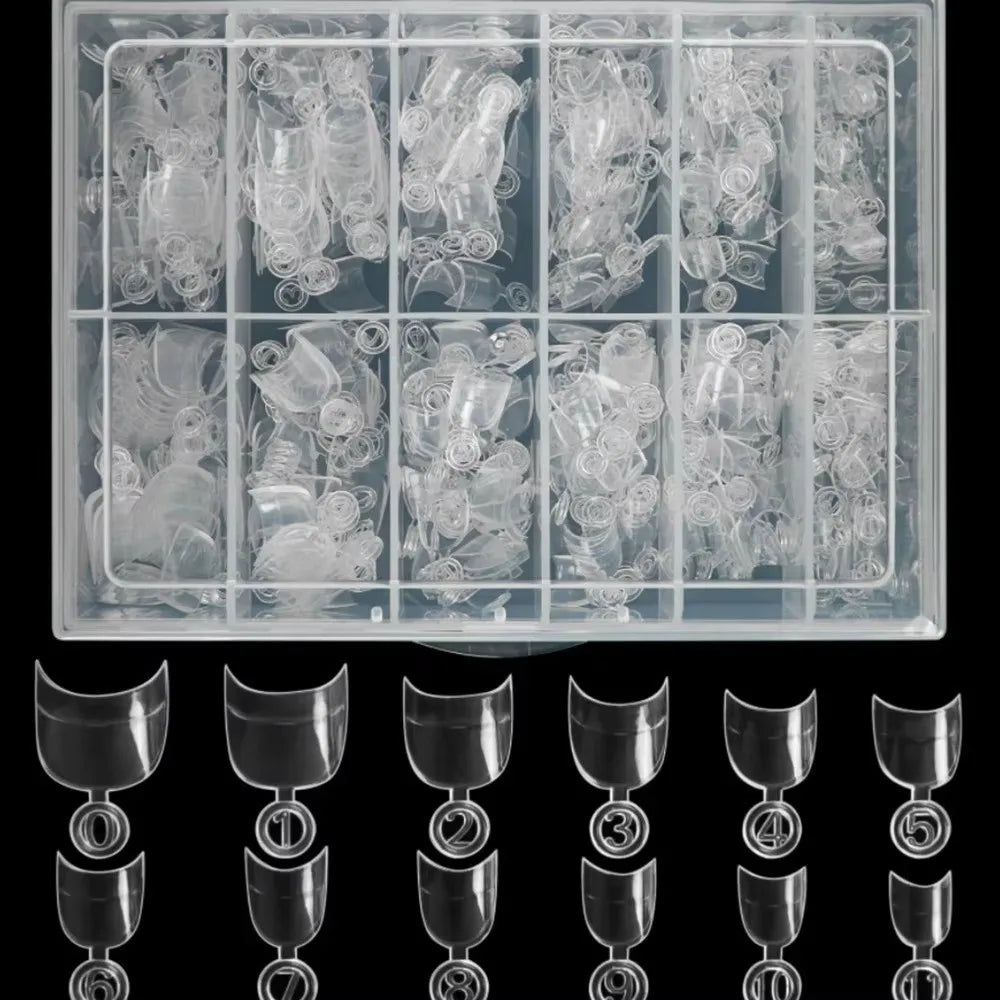 600 Pcs Short Square Press-On Nail Tips – Clear & Natural French