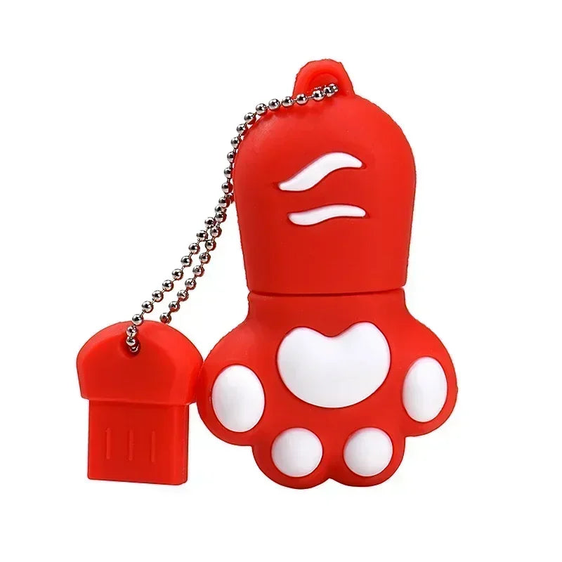 JASTER Cat Claw Silicone USB Flash Drive 4GB–128GB Keychain USB Flash Drive PRIMED Red 16GB