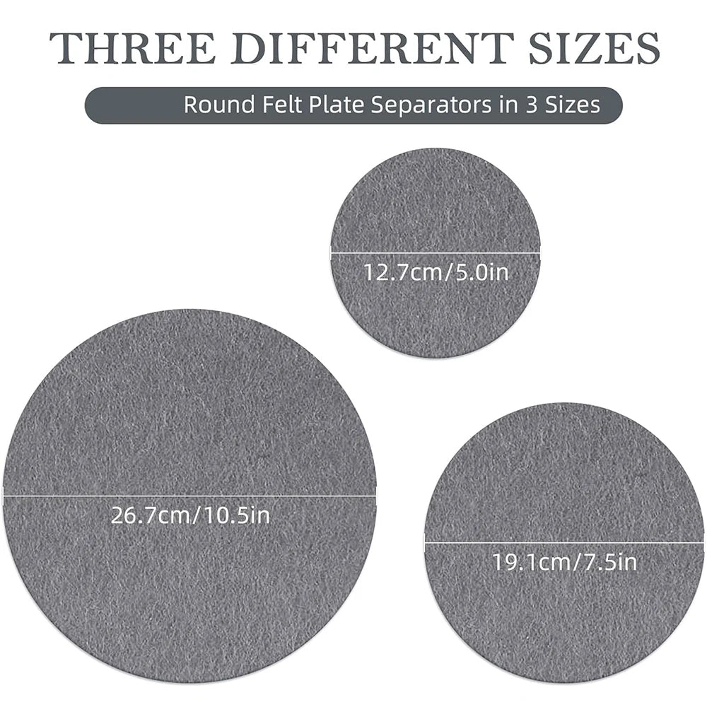Felt Plate Dividers & Dish Protector Pads – 3 Sizes Plate Protector Pads PRIMED