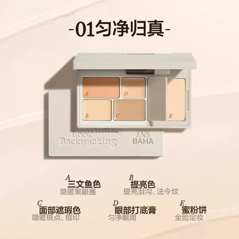 INSBAHA 5-Color Concealer & Setting Powder Palette All Skin