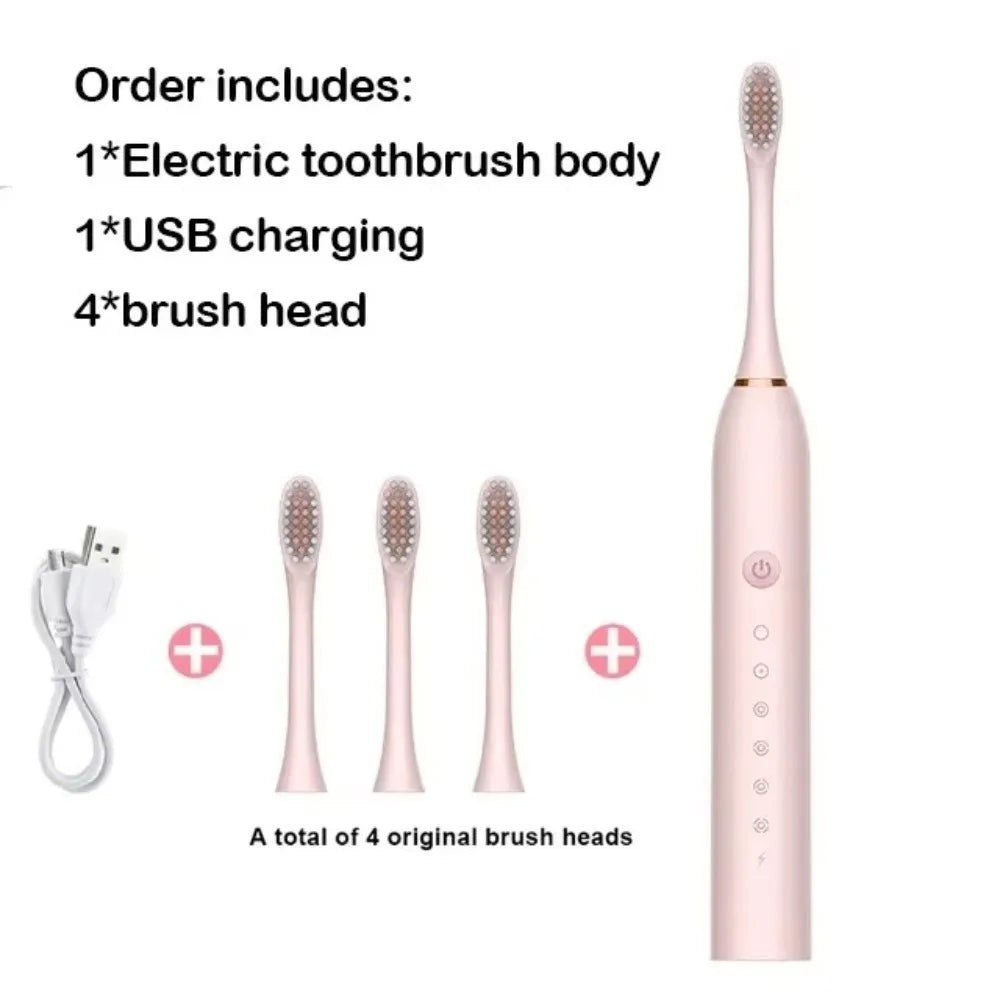 Sonic Electric Toothbrush 6 Modes 42000 VPM + 4 Brush Heads