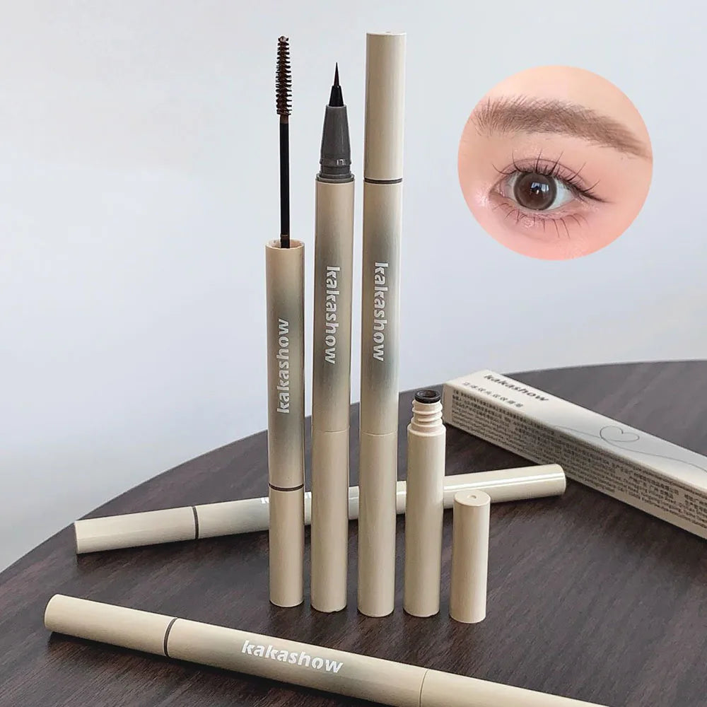 Kakashow Double-Head Eyebrow Pen & Dyeing Cream – Waterproof Eyebrow Makeup Set PRIMED 03-grayish brown