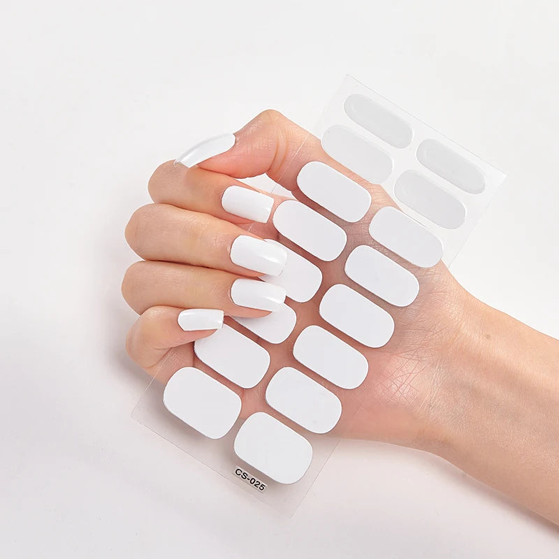 Semi-Cured Gel Nail Wraps Full Cover Stickers – 16pc Set