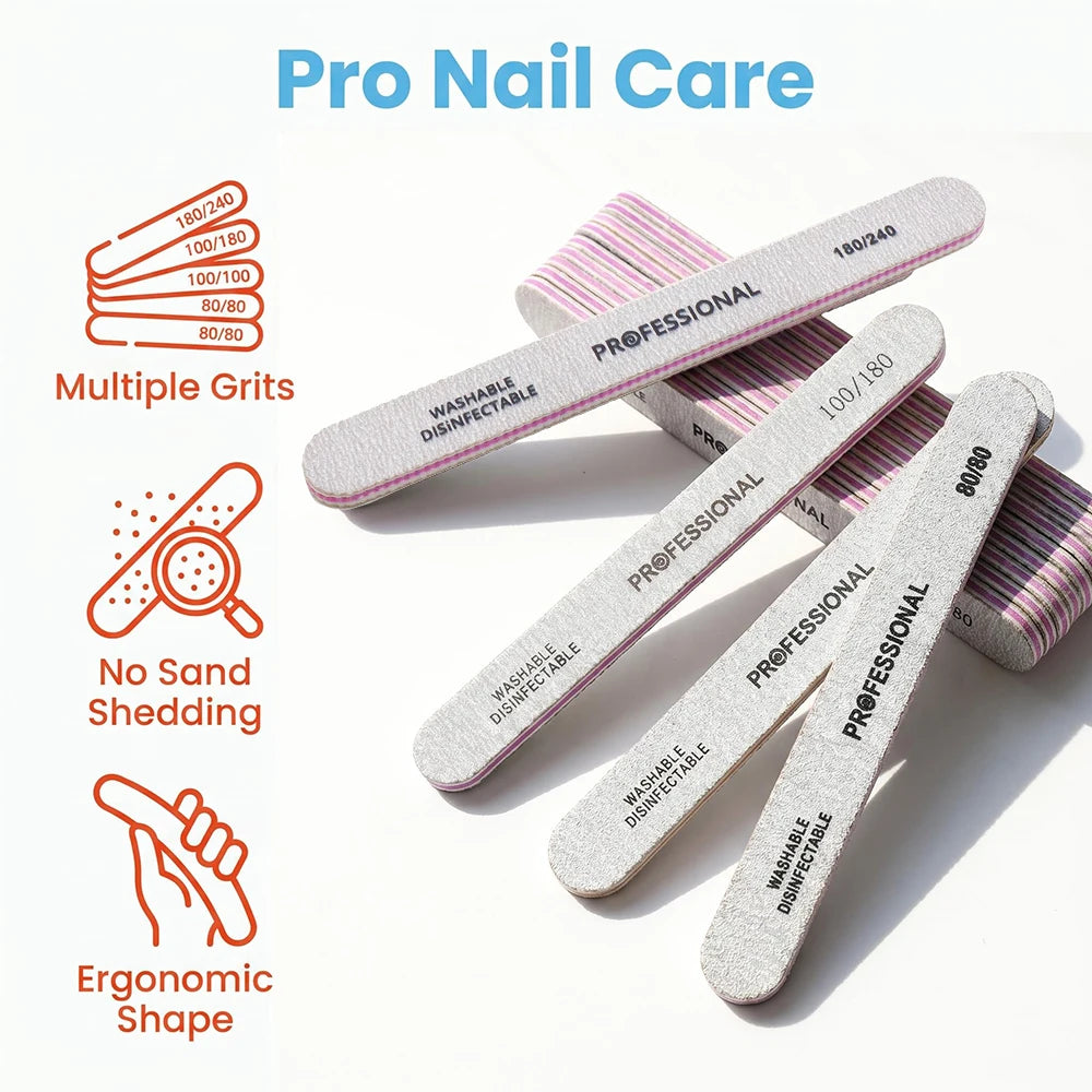 JEARLYU Grey Zebra Nail Files Multi-Grit Double Sided | 5/10 Pack Nail Files PRIMED