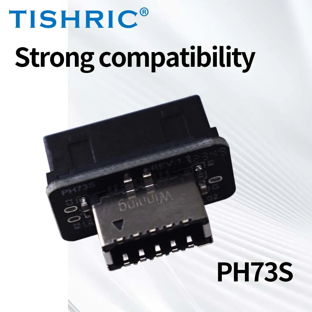 TISHRIC USB 3.0 19/20-Pin to Type-E Adapter – 10Gbps USB Header Adapter PRIMED