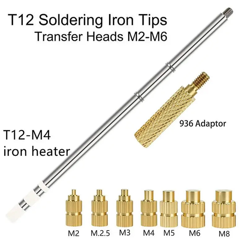 T12 Heat Insert Tip Kit – M2–M8 Brass Knurled Nuts for 3D Prints