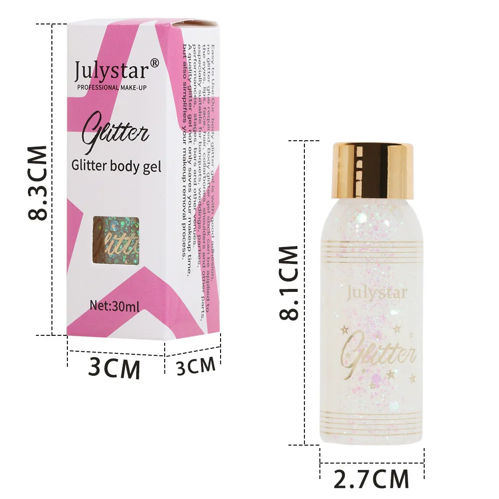 Waterproof Glitter Body Gel – Face, Eye & Nail Art Makeup