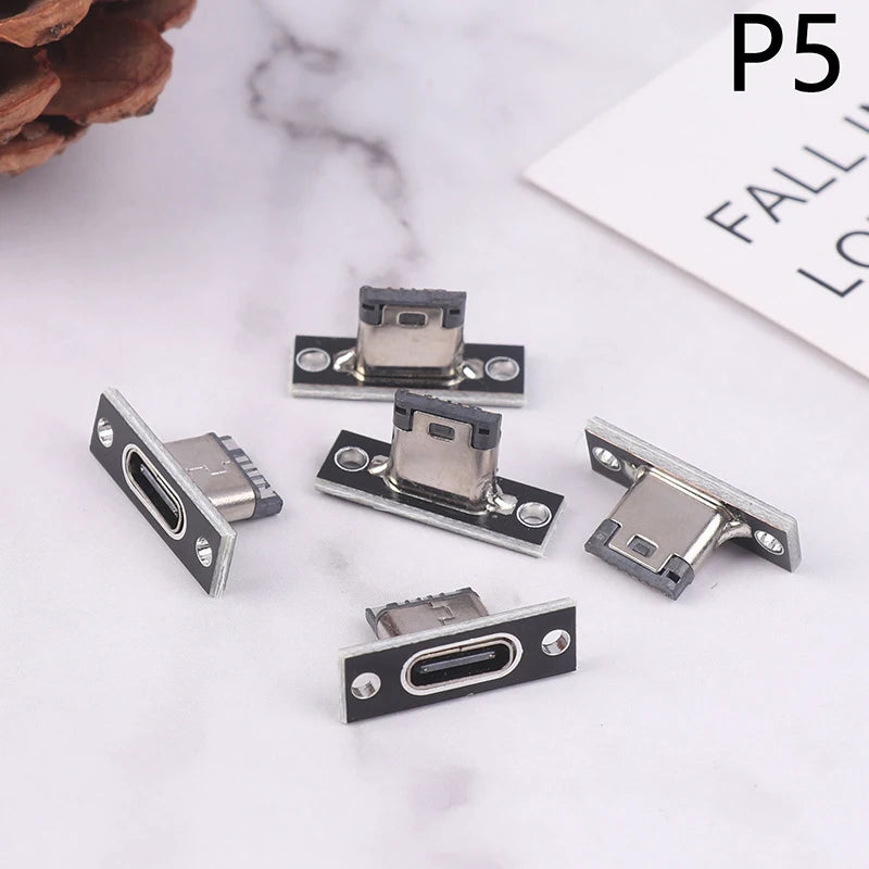 USB 3.1 Type-C Female Connector Socket with Fixing Plate 5pcs