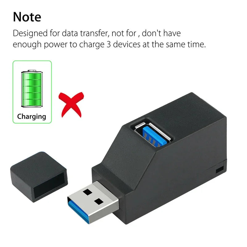 3-Port USB 2.0/3.0 Hub Splitter Adapter for PC & Laptop USB Hub Adapter PRIMED