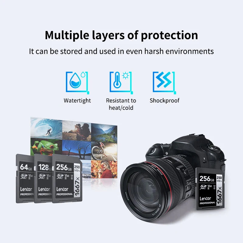 Lexar 1667x UHS-II V60 SDXC Card | 4K Video | 250MB/s SD Memory Card PRIMED