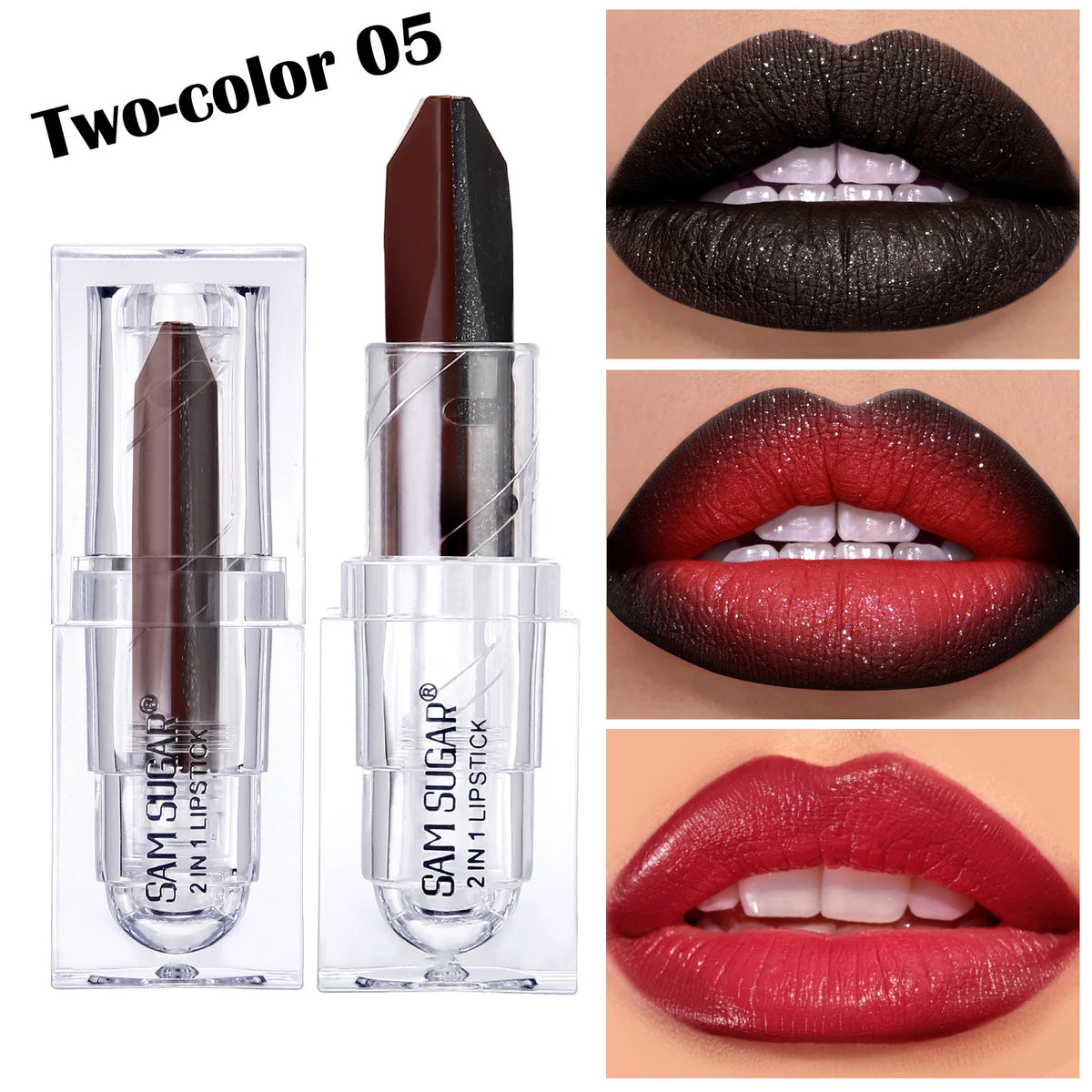 Two-Tone Gradient Matte Lipstick – Waterproof Pearlescent Diamond