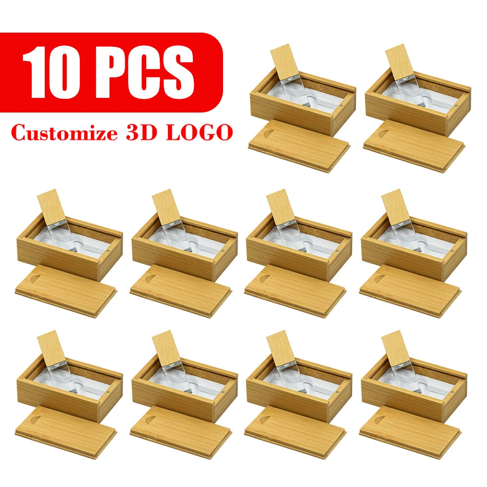 10-Pack Crystal USB Flash Drives | Custom Logo Wedding Gift Crystal USB Flash Drive PRIMED 128GBx10pcs carbonized and box