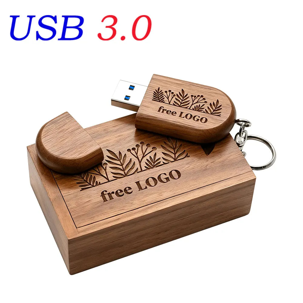50-Pack Bamboo USB 3.0 Flash Drives 4–128GB | Custom Logo USB Flash Drive PRIMED