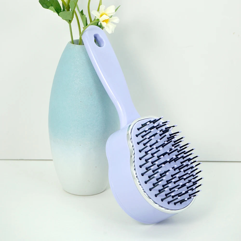 Self-Cleaning Cushion Hairbrush – Anti-Static Detangling Detangling Hairbrush PRIMED Sz76-Purple-02