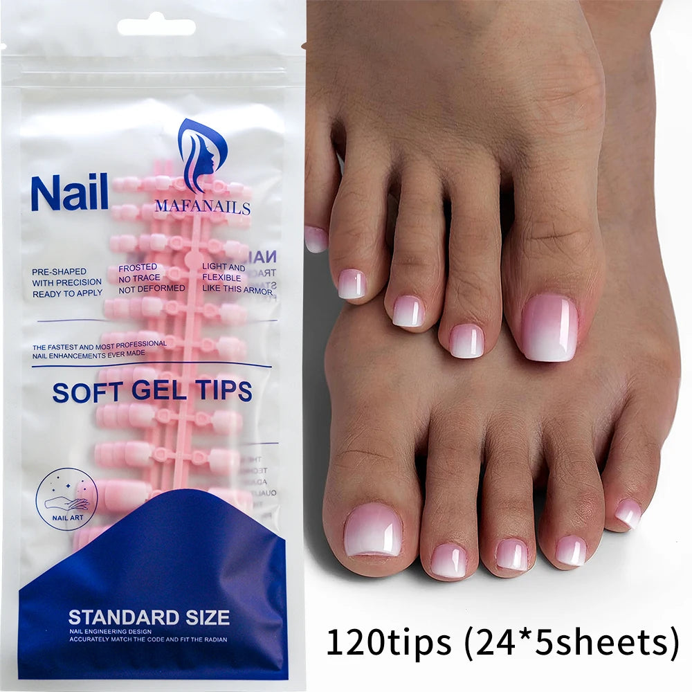 120Pcs French Press-On Toenails – Ultra-Thin Full Cover Acrylic