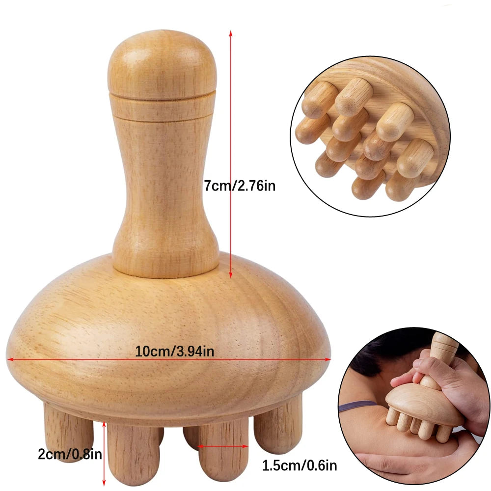 Wooden Mushroom Massager – Gua Sha Body Massage Tool