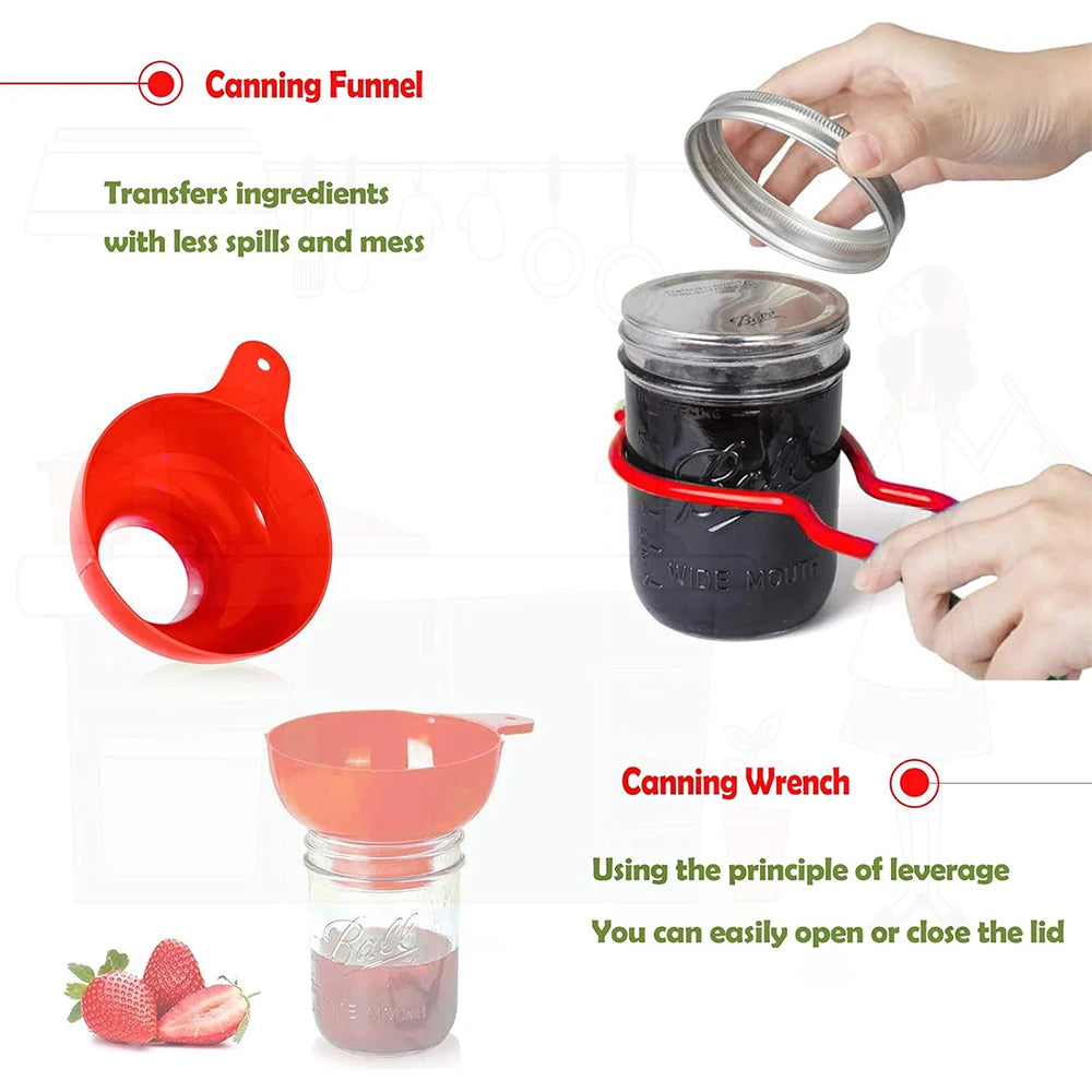 LMETJMA Canning Kit – Jar Lifter, Funnel & Bubble Popper Set Canning Tools Set PRIMED