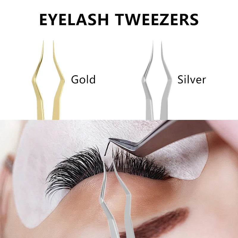 Precision Lash Extension Tweezers – Square Curved Tip Anti-Slip Lash Extension Tweezers PRIMED
