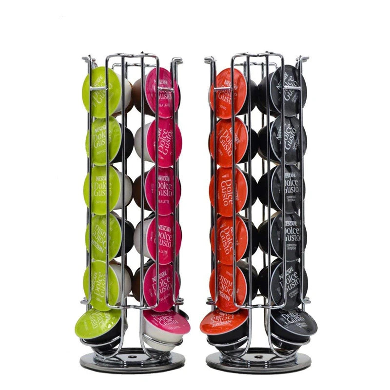 LMETJMA 360° Rotating Coffee Capsule Holder – 24 Pod Stand Coffee Capsule Holder PRIMED