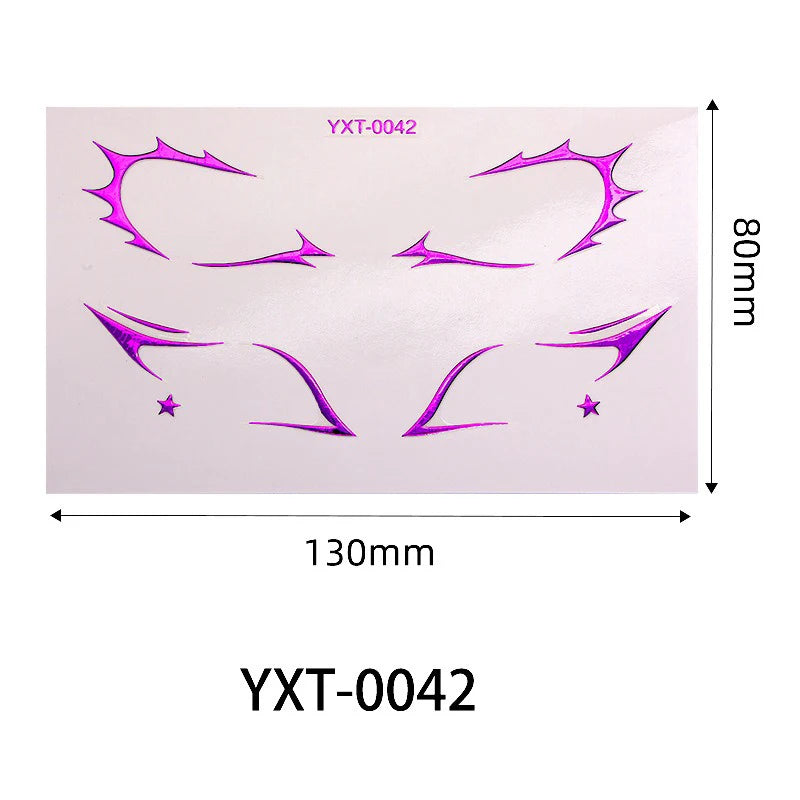 Purple Red Metallic Eye Makeup Stickers | Temporary Tattoo