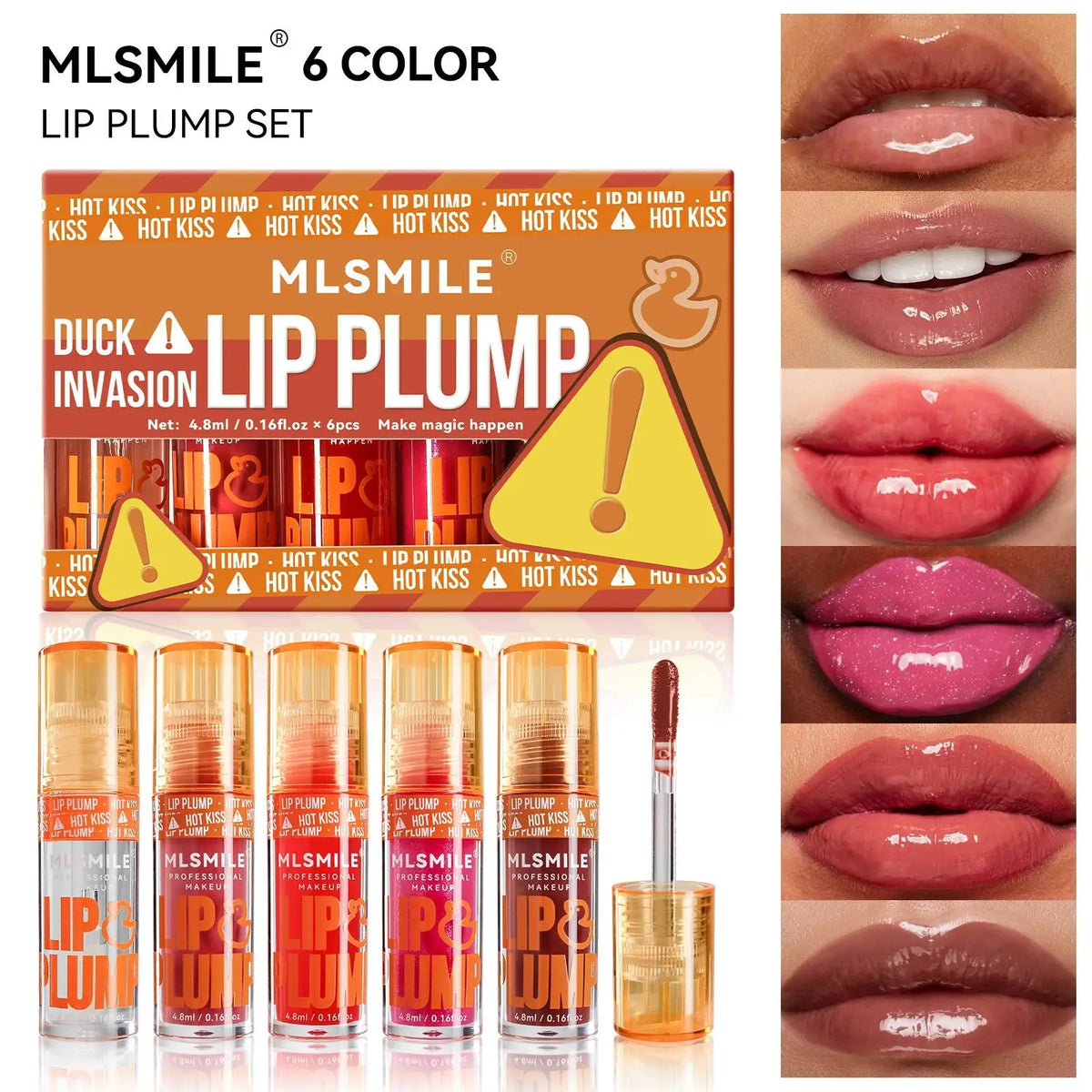 MLSMILE Lip Plumper Gloss Oil Set – Mirror Finish 6 Pcs Lip Gloss Set PRIMED