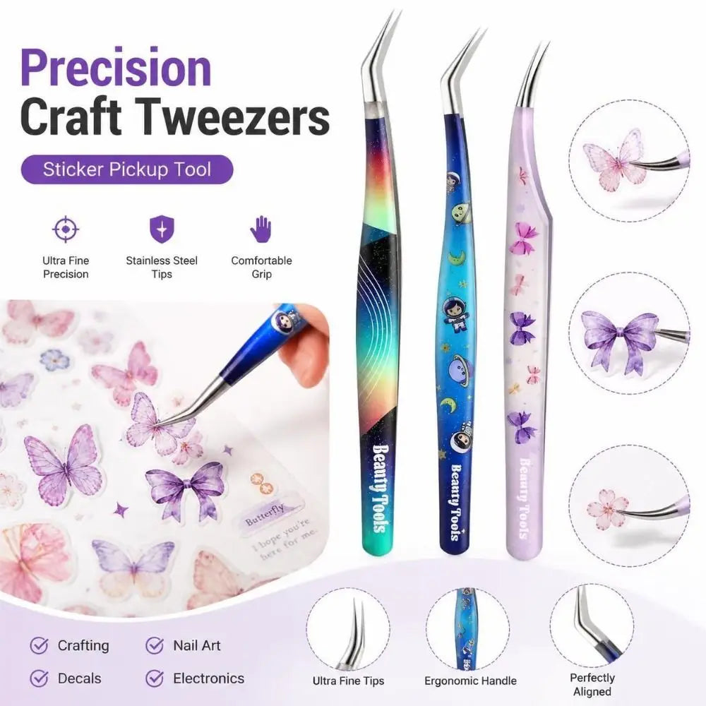Precision Craft Tweezers | Stainless Steel Sticker Pickup Tool