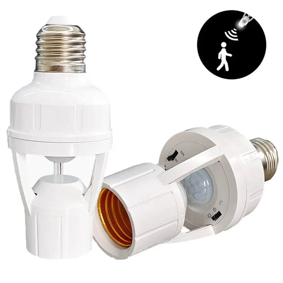 E27 PIR Motion Sensor Bulb Socket Adapter 100–240V Auto Light Motion Sensor Adapter PRIMED