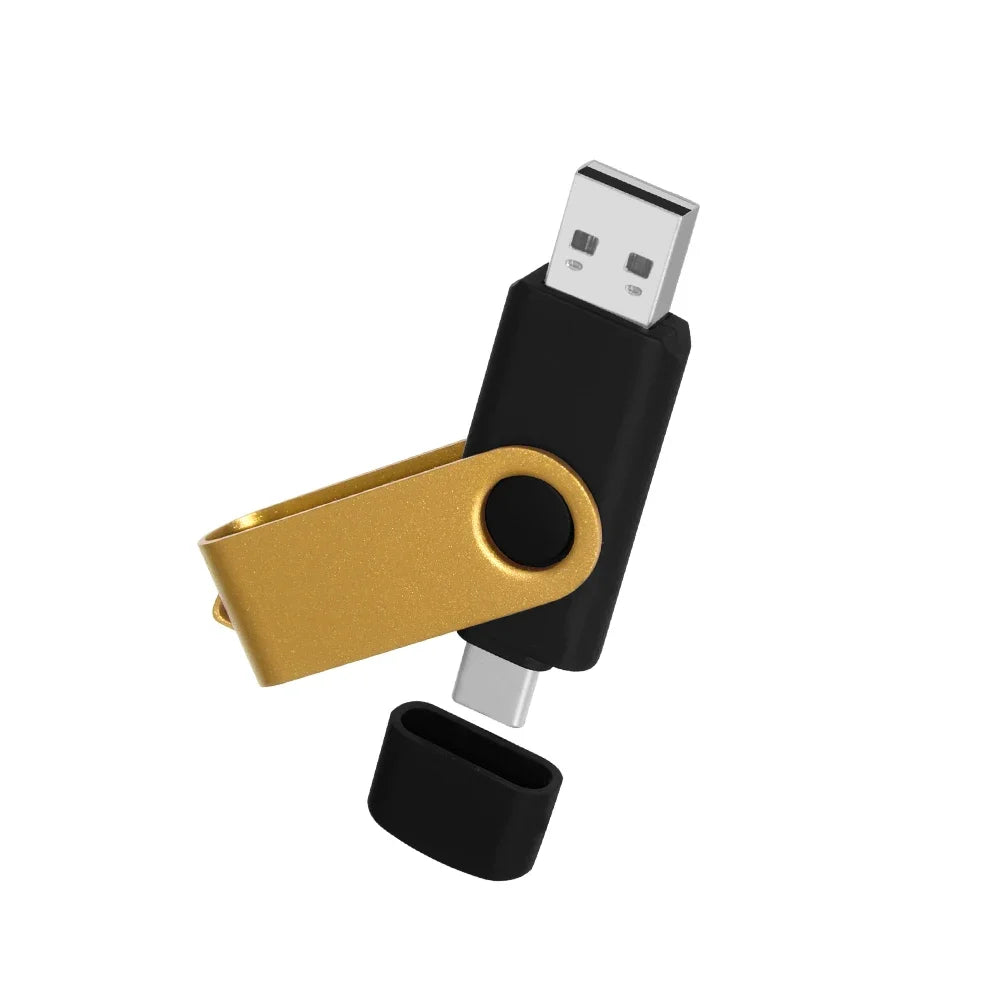 Type-C OTG USB Flash Drive 2-in-1 | 16GB to 128GB Pen Drive USB Flash Drive PRIMED 128GB gold-black