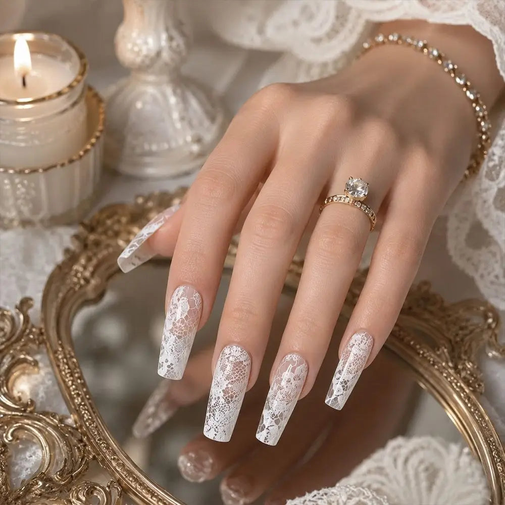 Holographic Lace Nail Foils – Black & White Sequin Stickers