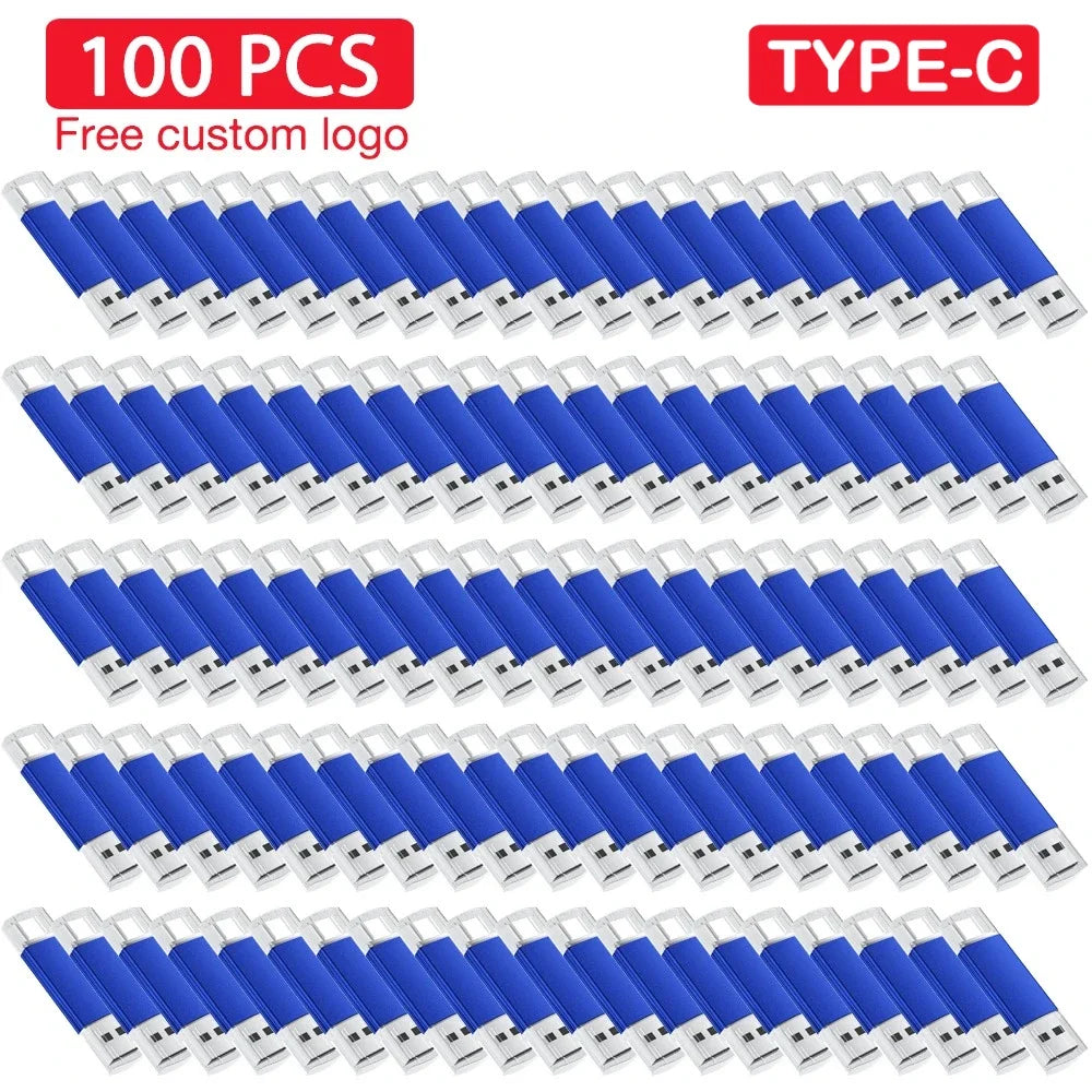 100-Pack Custom Logo USB-C Flash Drives 32/64/128GB Bulk USB Flash Drive PRIMED 128 GB DEEP BLUE