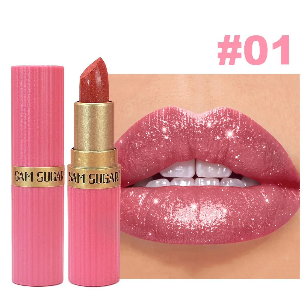 Pearlescent Glitter Velvet Lipstick – Waterproof Metallic Lip Gloss Glitter Lip Gloss PRIMED 01