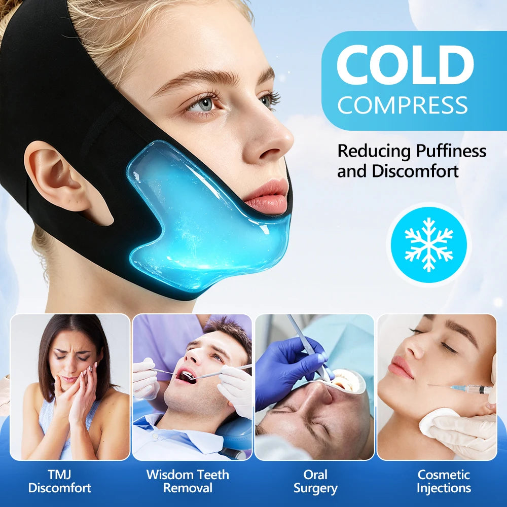 V-Line Face Lifting Bandage – Hot & Cold Gel Pack Jaw Shaper Face Contouring Wrap PRIMED
